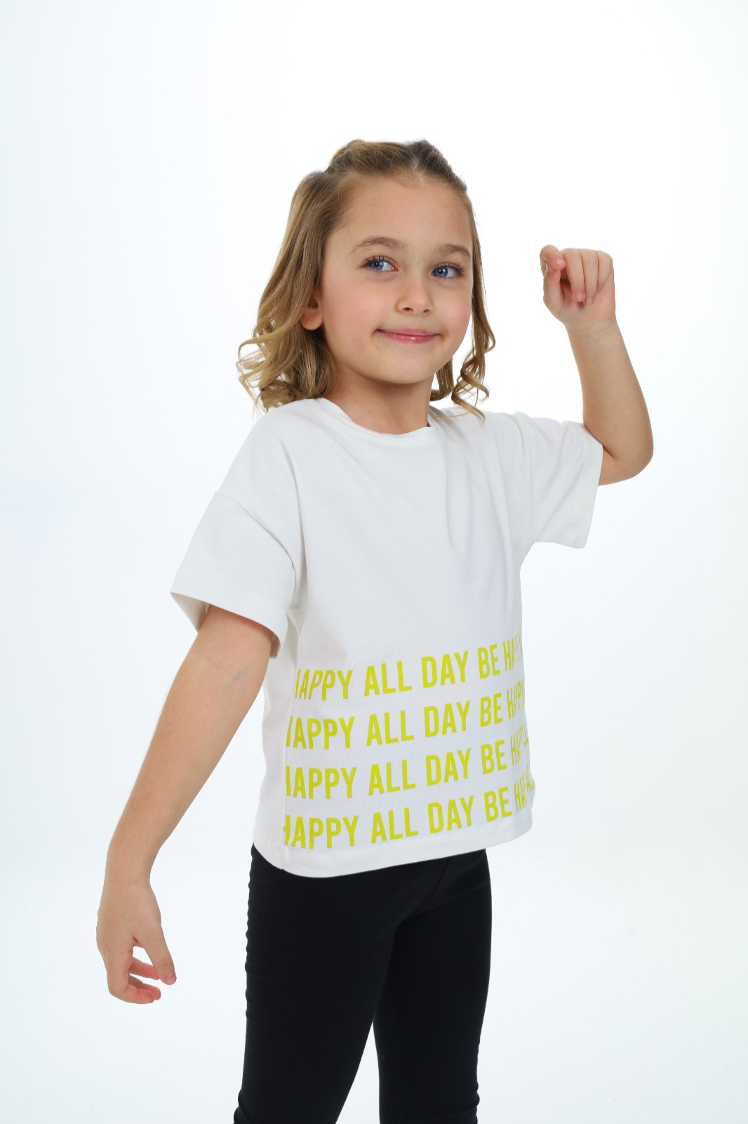 Toontoy Kız Çocuk Happy All Day Baskılı Tişört