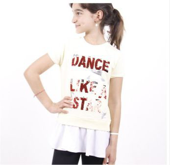 Toontoy Kız Çocuk Dance Pul Nakışlı Tişört