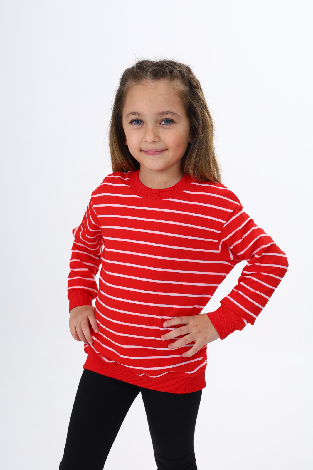 Toontoy Kız Çocuk Çizgili Sweatshirt