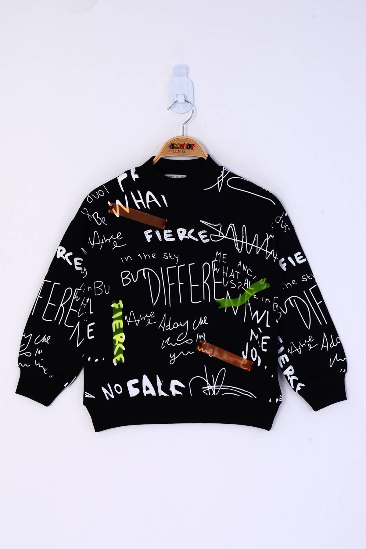 Toontoy Kız Çocuk Neon Şerit Detaylı Baskılı Sweatshirt