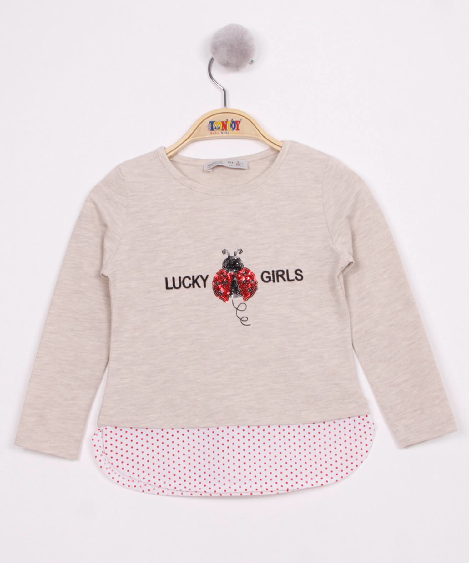 Toontoy Kız Çocuk Uğur Böceği Nakışlı T-Shirt