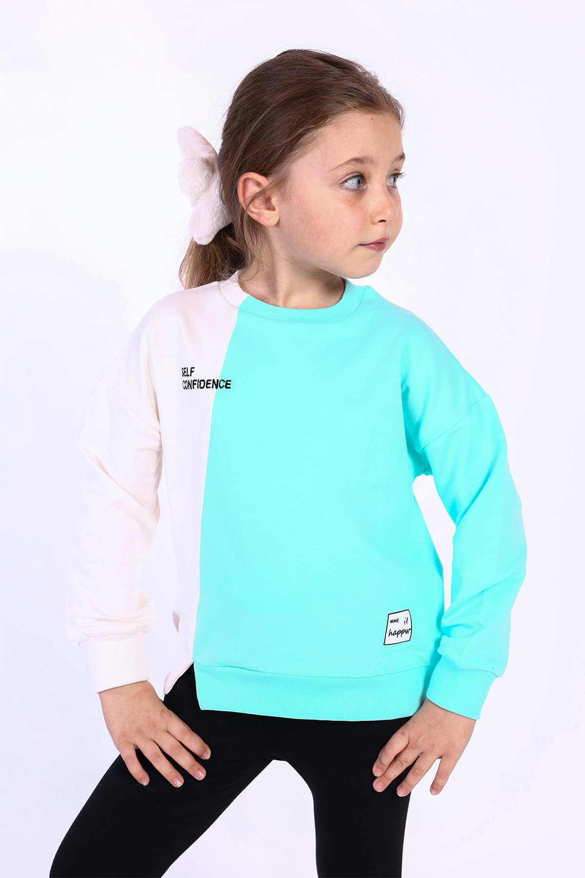 Toontoy Kız Çocuk Blok Kesikli Sweatshirt