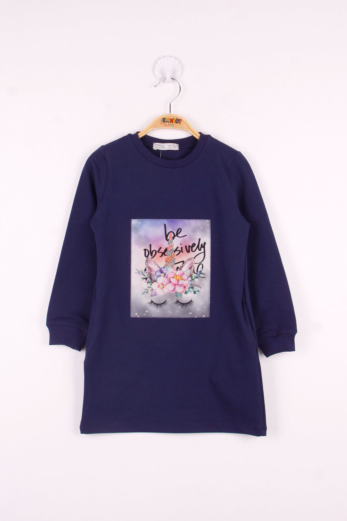 Toontoy Kız Çocuk Dijital Çiçek Baskılı Elbise