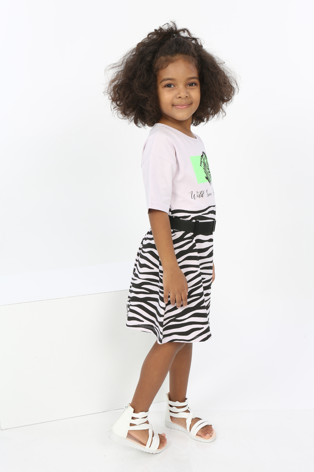 Toontoy Kız Çocuk Zebra Baskılı Elbise