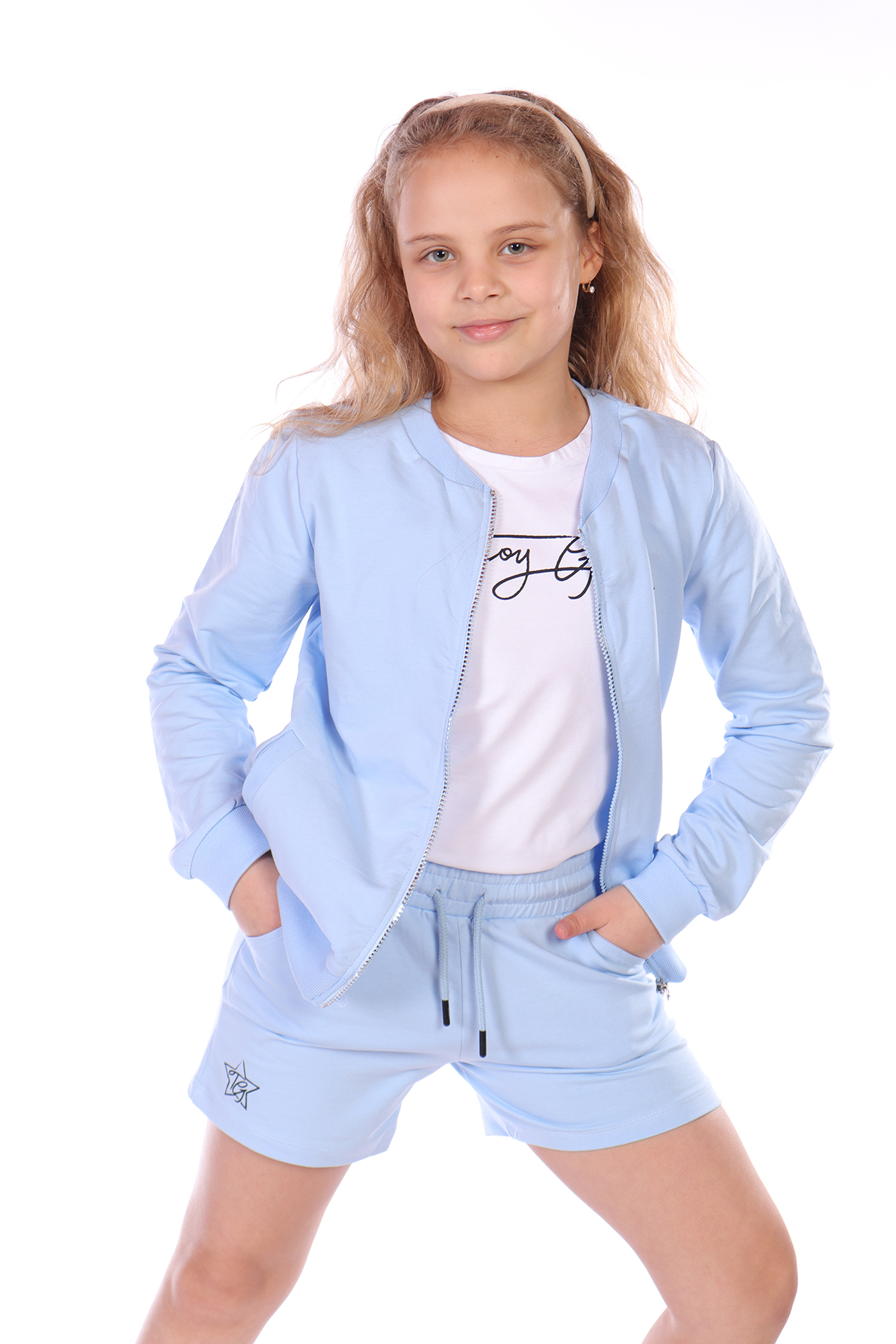 Toontoy Kız Çocuk Yıldız Baskılı Üçlü Şortlu Takım