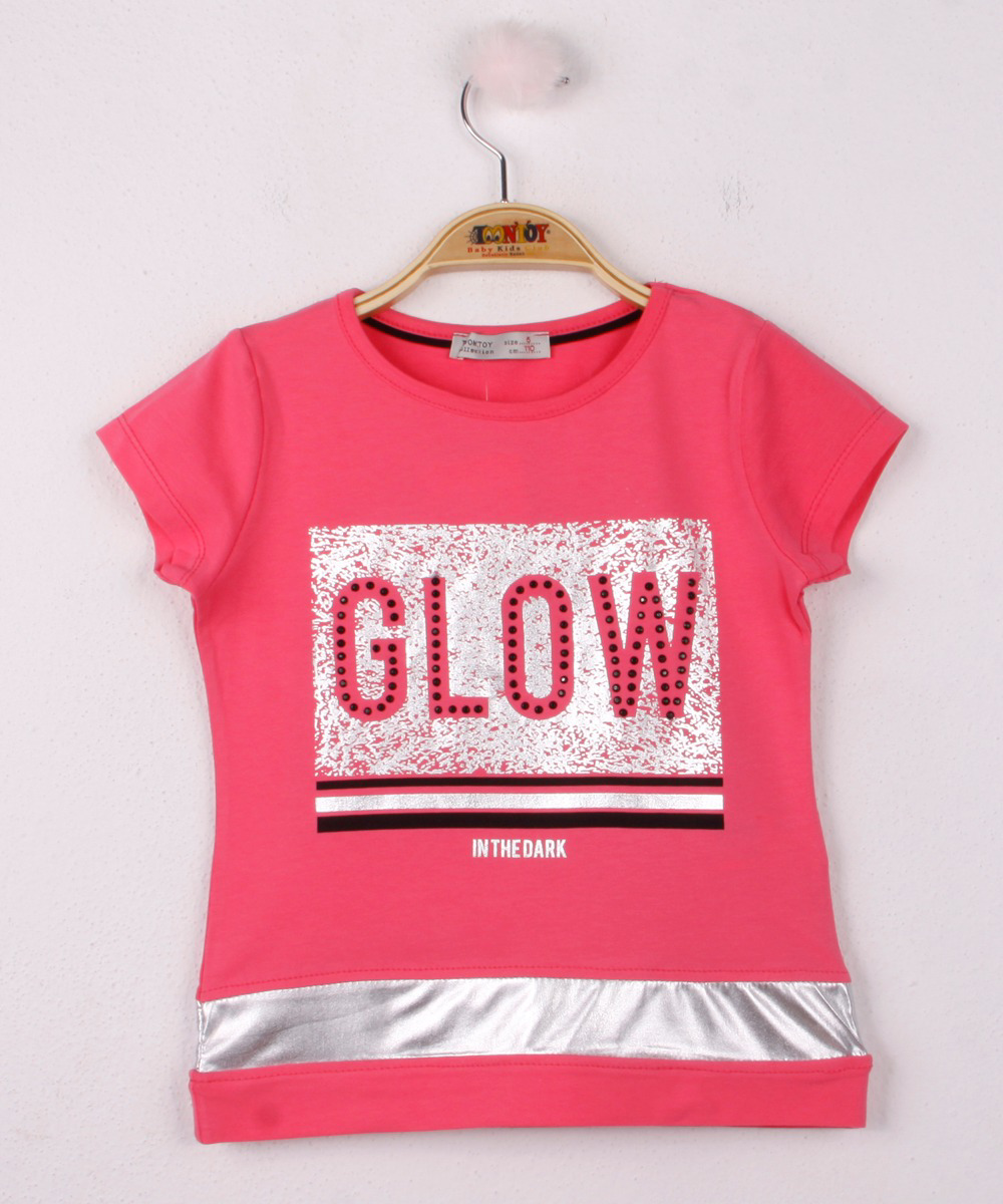 Toontoy Kız Çocuk Glow Baskılı Tişört