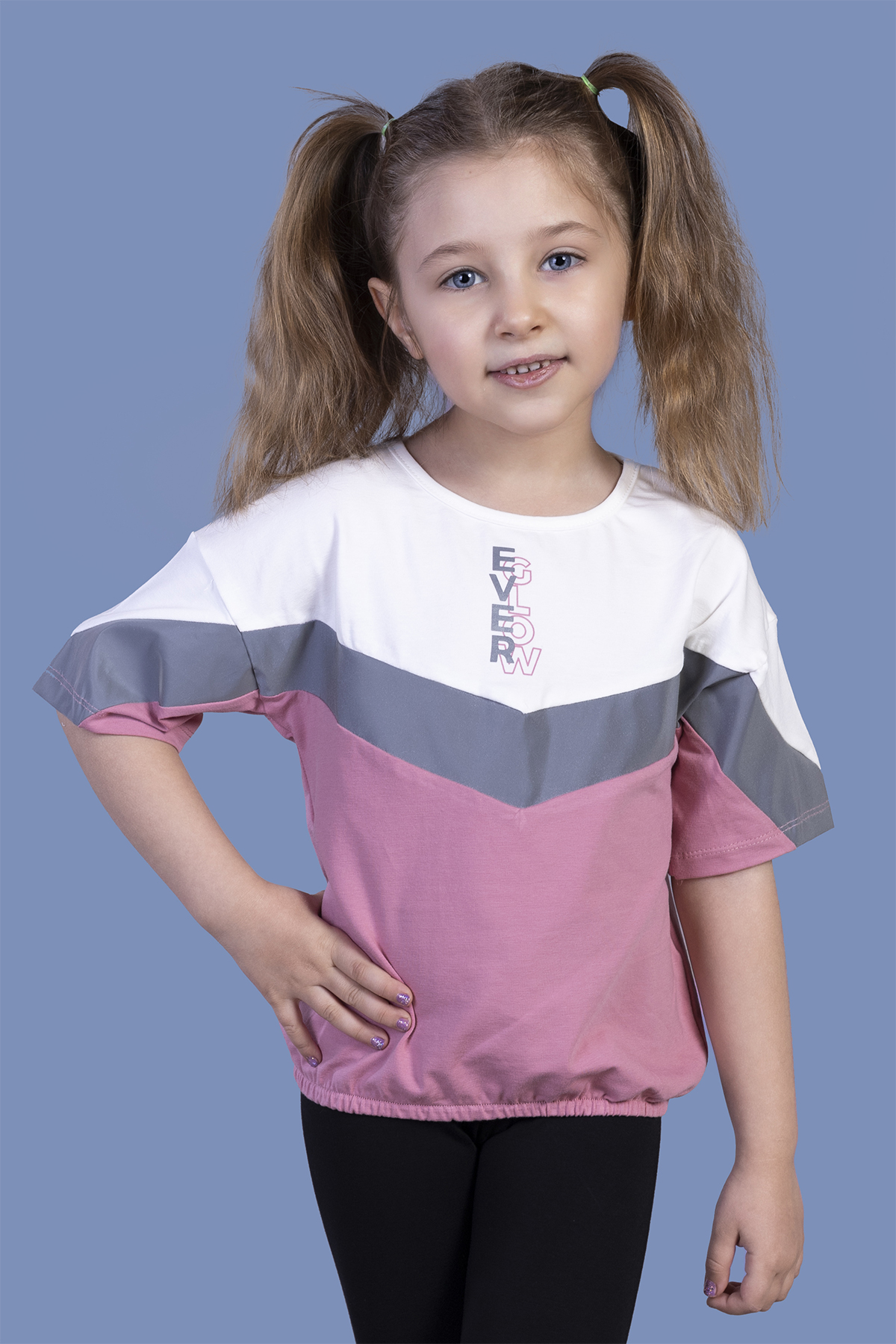 Toontoy Kız Çocuk Reflektör Detaylı Garnili Tişört