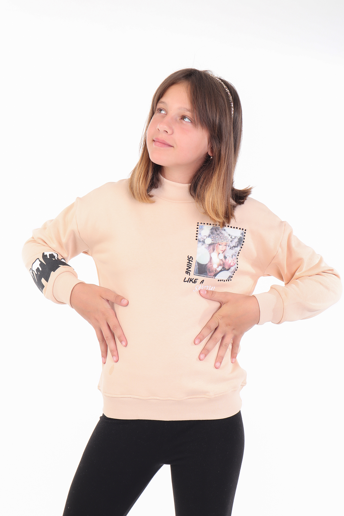 Toontoy Kız Çocuk Baskılı Nakışlı Sweatshirt