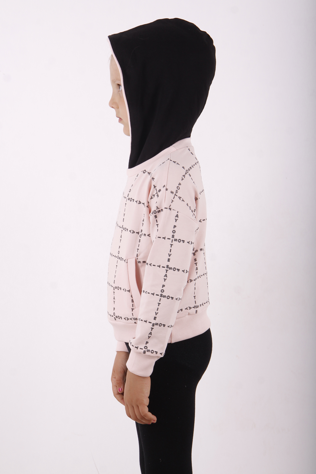 Toontoy Kız Çocuk Positive Baskılı Crop Sweatshirt
