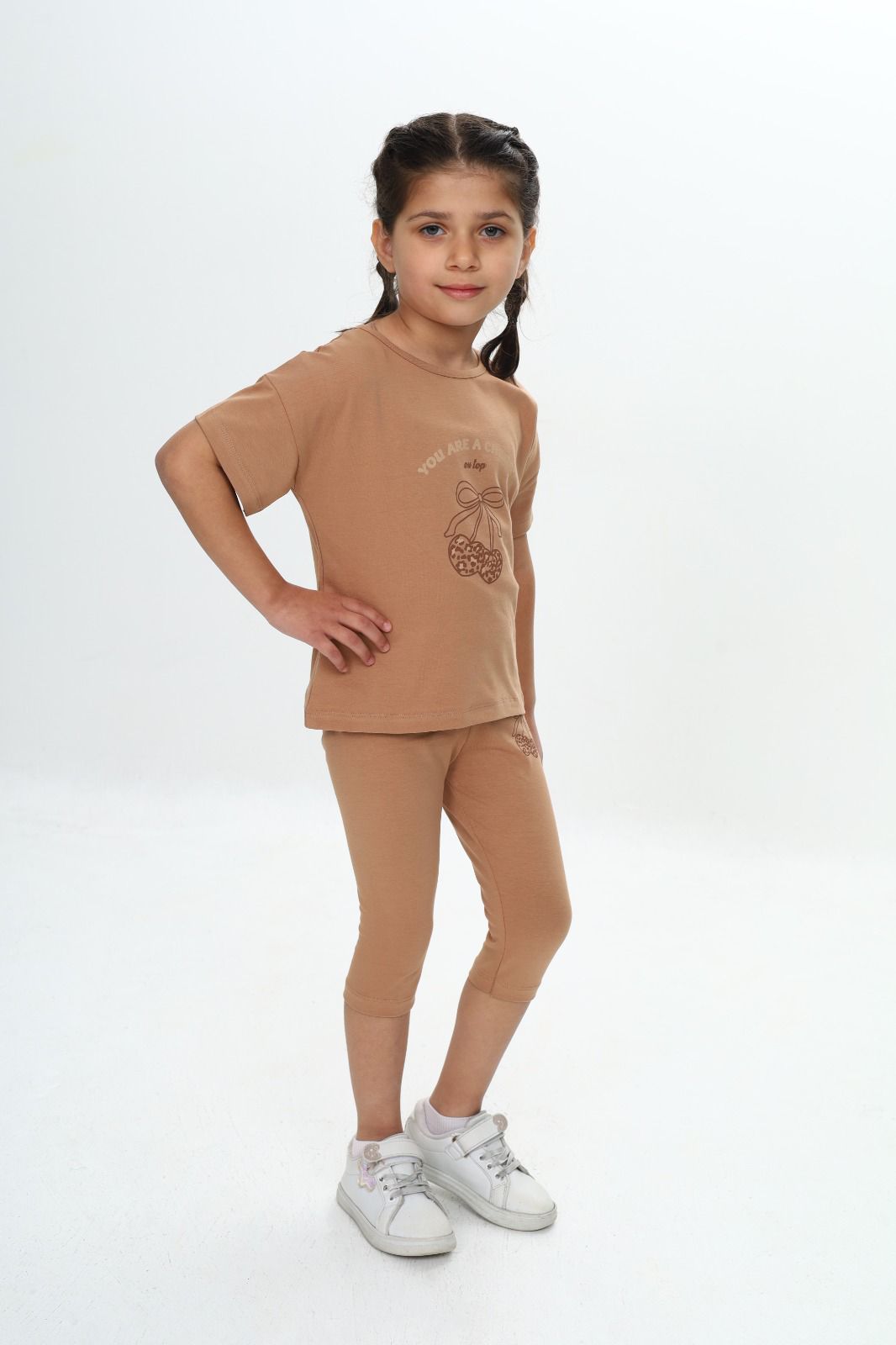 Toontoy Kız Çocuk Önü  Baskılı Pijama Takım 14098