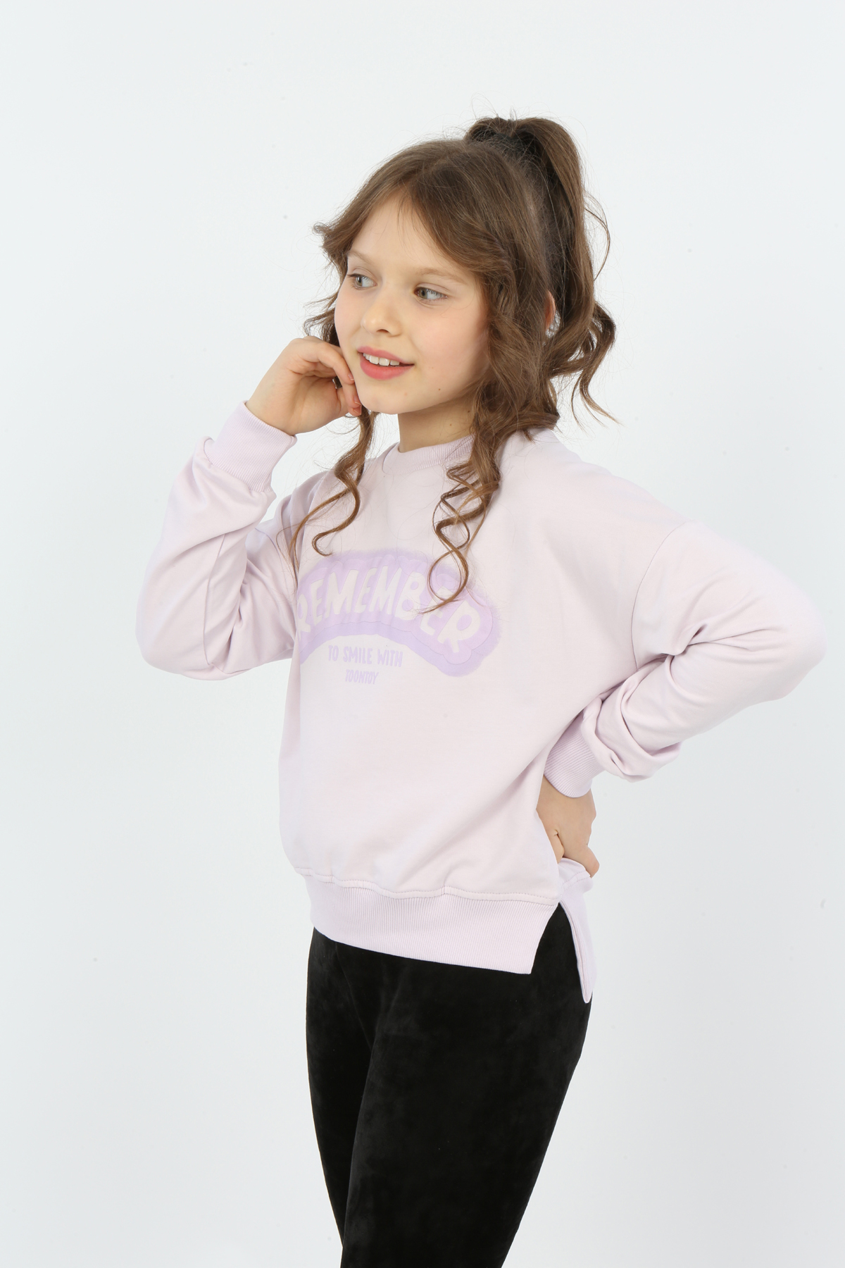 Toontoy Kız Çocuk Remember Baskılı Sweatshirt