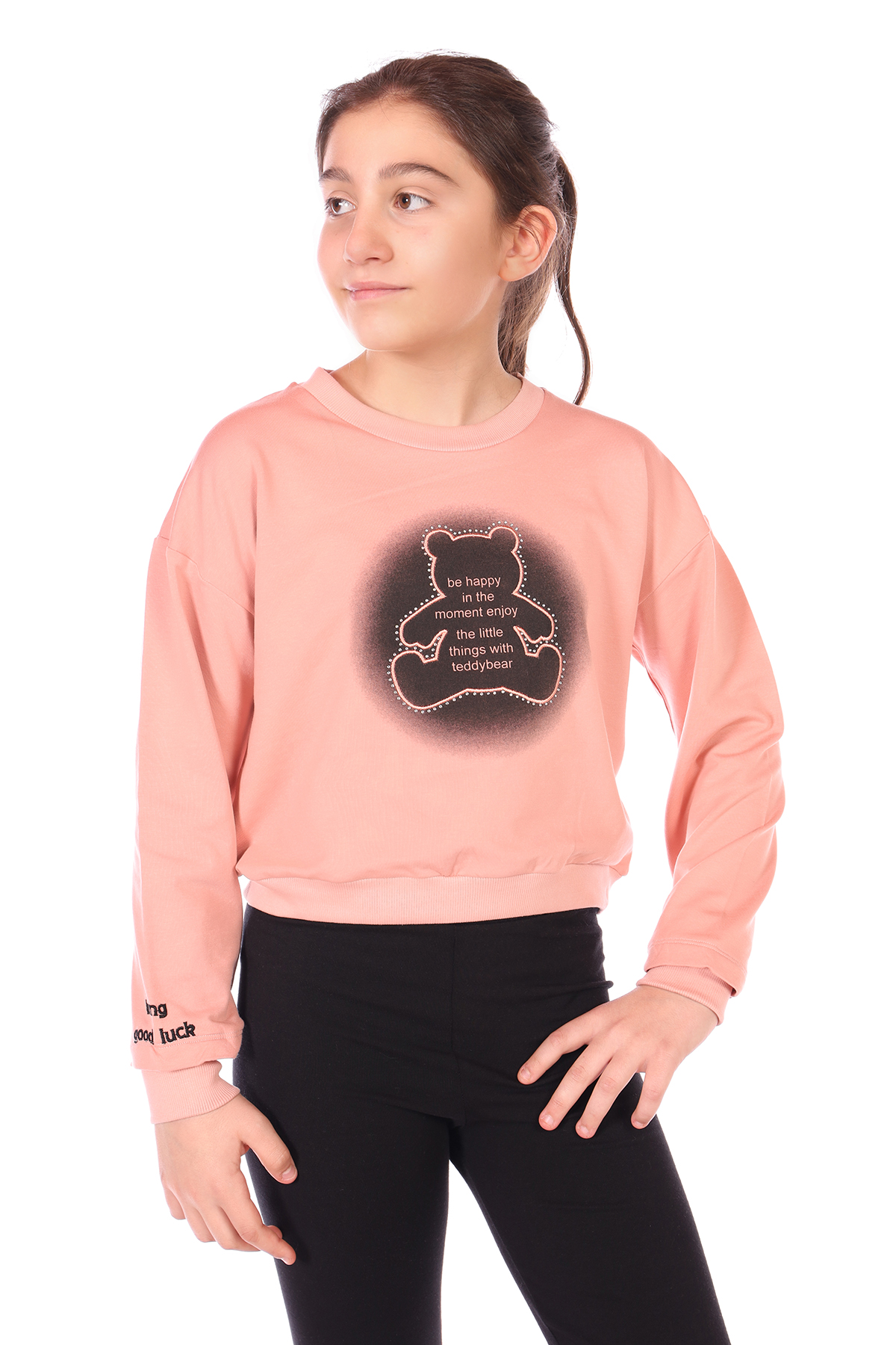 Toontoy Kız Çocuk Ayıcık Baskılı Sweatshirt