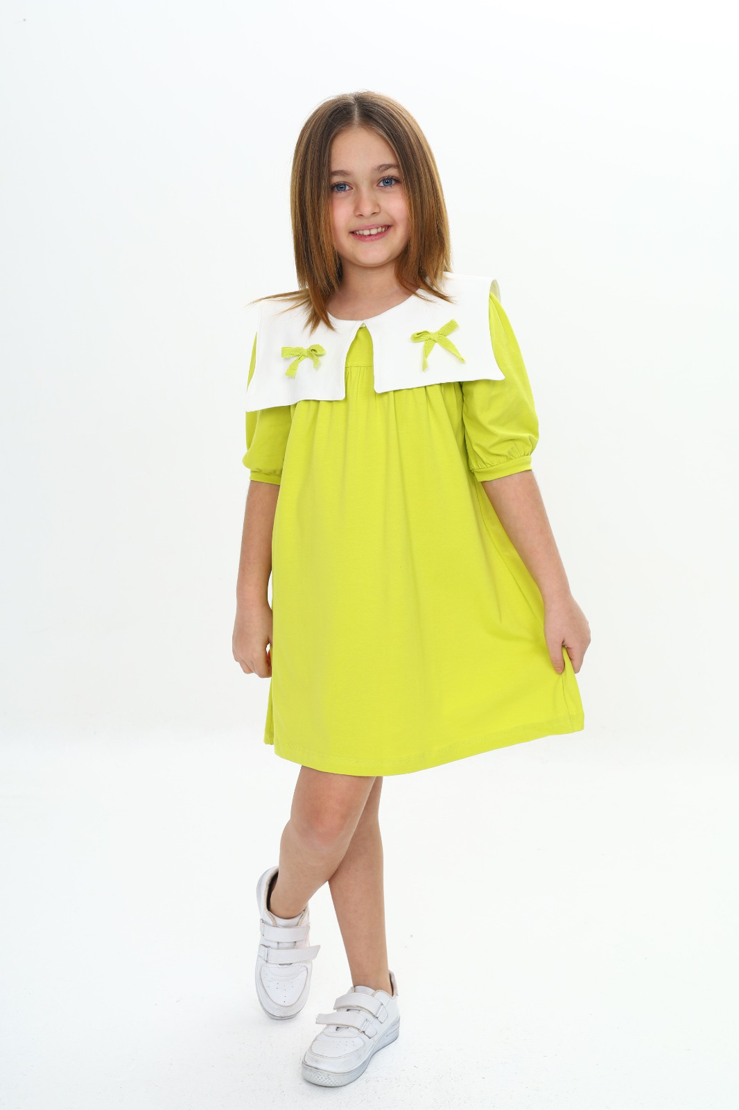 Toontoy Kız Çocuk Yaka Detaylı Elbise