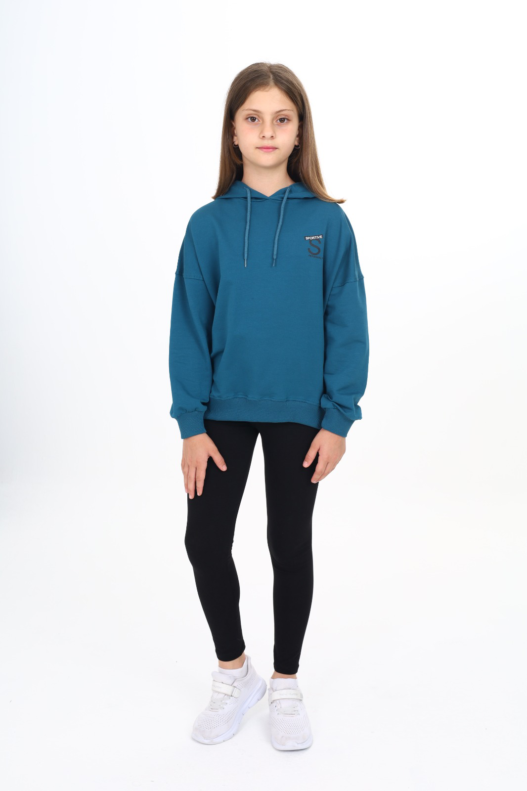 Toontoy Kız Çocuk Kapüşonlu Sportıve S Baskılı Taytlı Takım