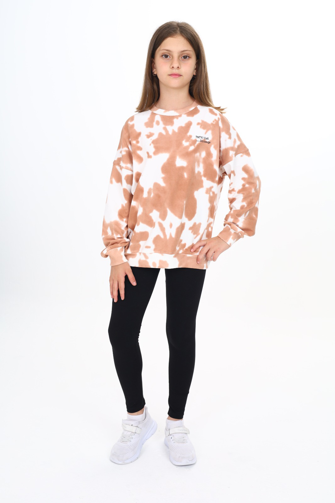 Toontoy Kız Çocuk Batik Desenli Baskılı Taytlı Takım