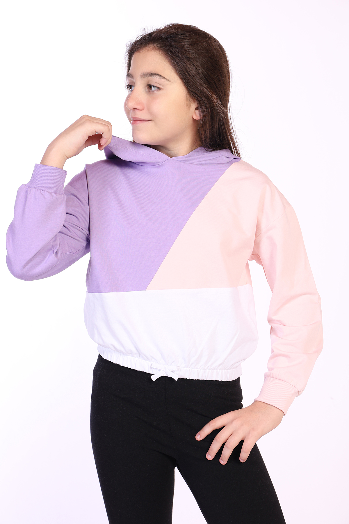 Toontoy Kız Çocuk Garnili Kapüşonlu Sweatshirt