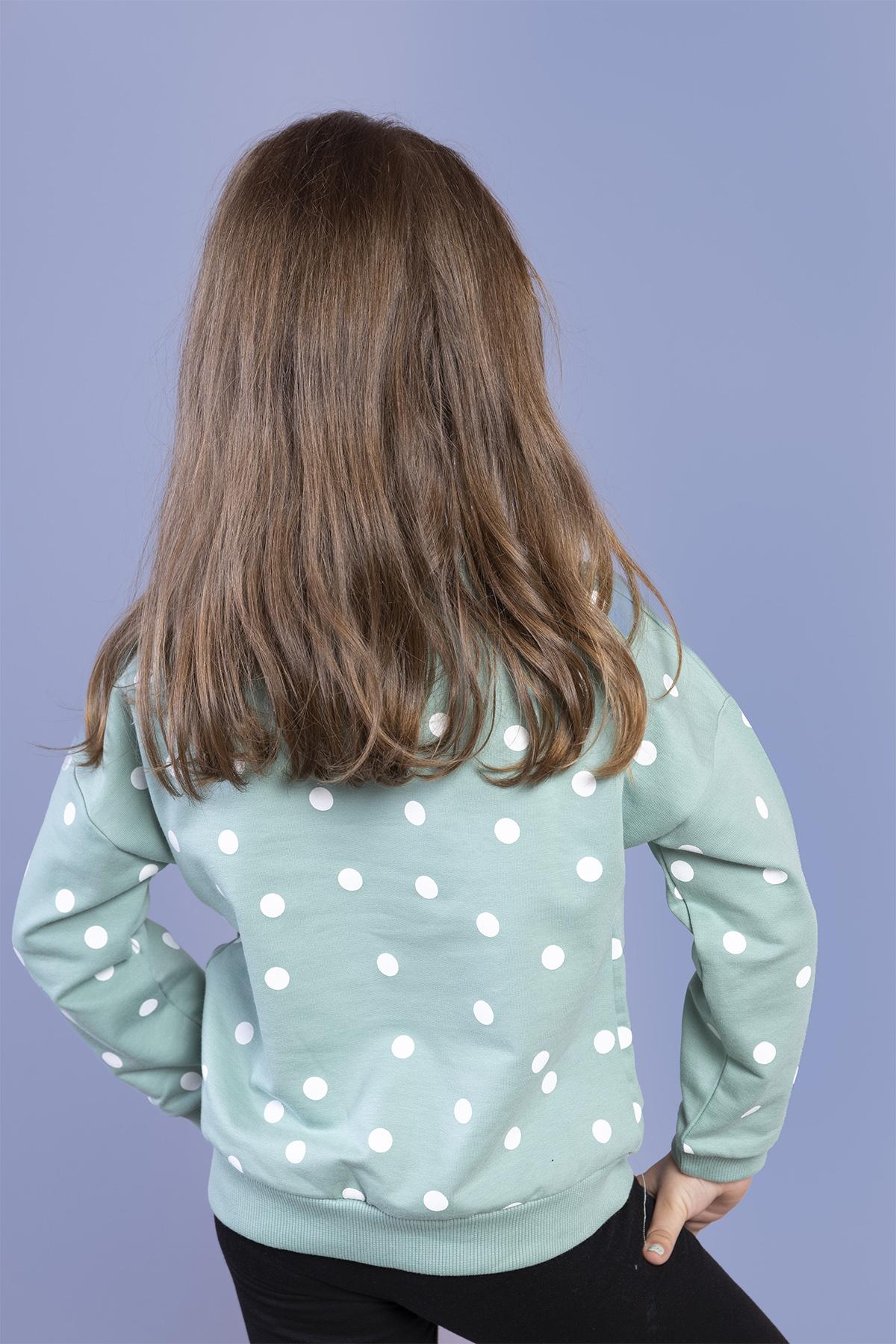 Toontoy Kız Çocuk Puantiye Desenli Sweatshirt