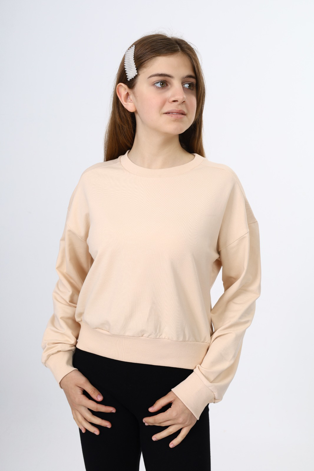 Toontoy Kız Çocuk Düşük Omuz Gazeli  Okul Sweatshirt