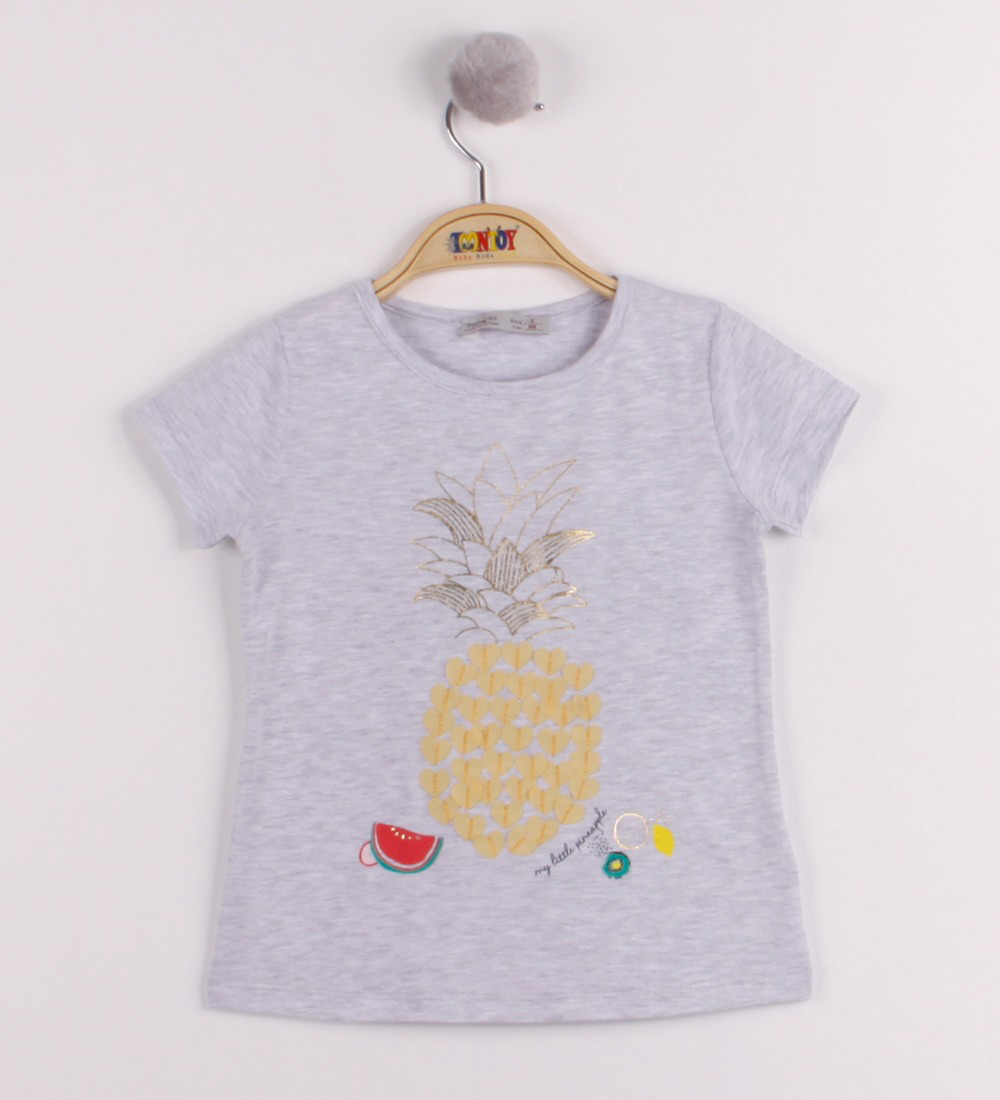 Toontoy Kız Çocuk Ananas Baskılı Tişört