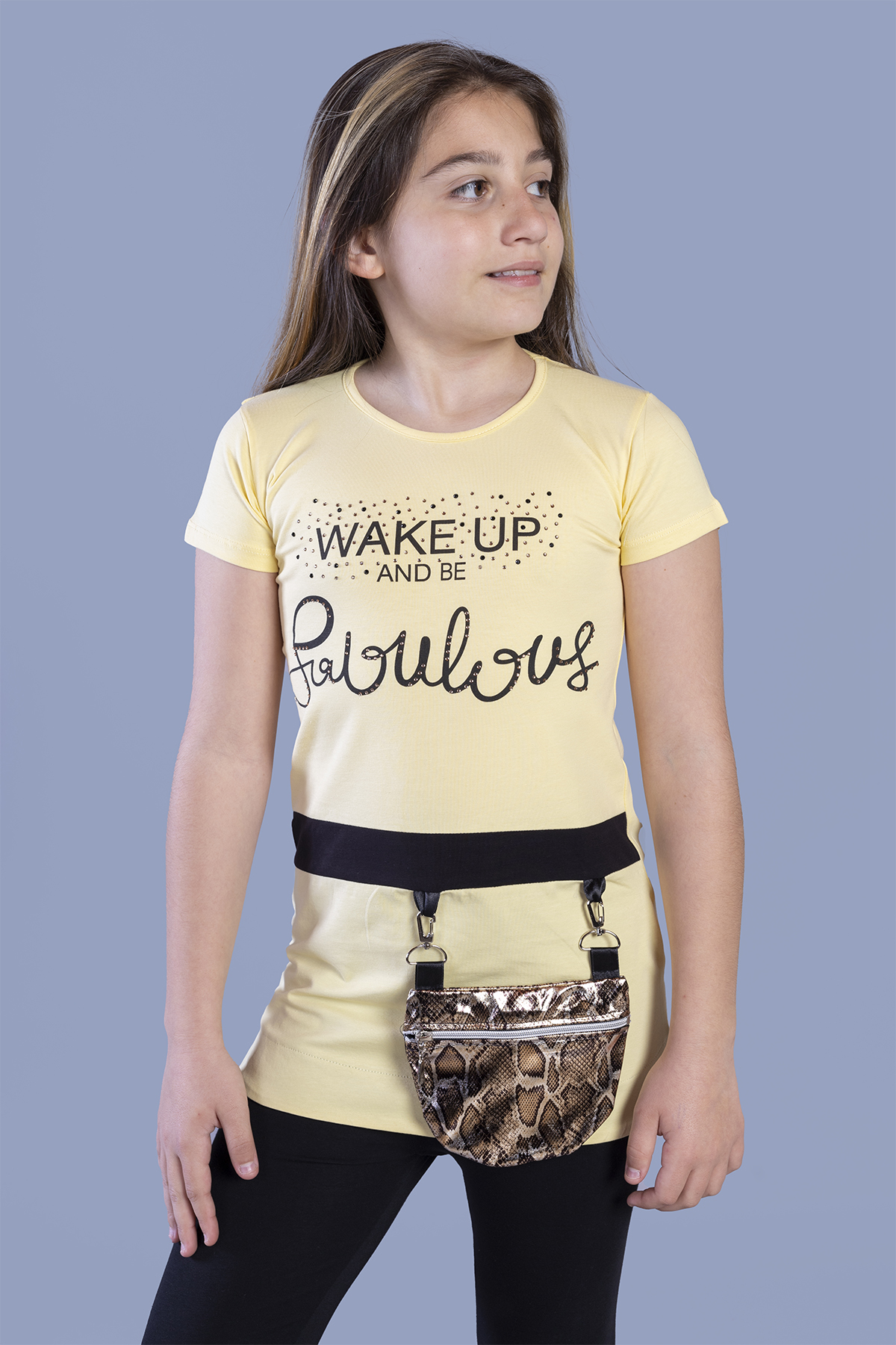 Toontoy  Kız Çocuk T-Shirt Önü Çantalı