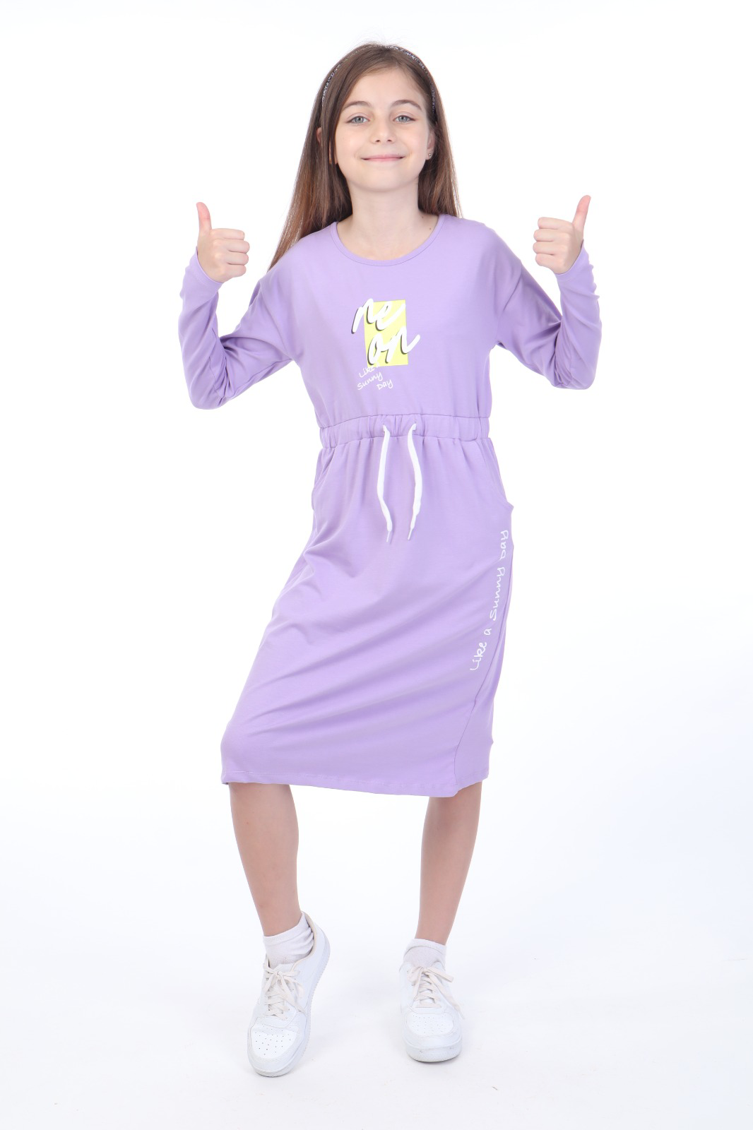 Toontoy Kız Çocuk  Neon Baskılı Elbise