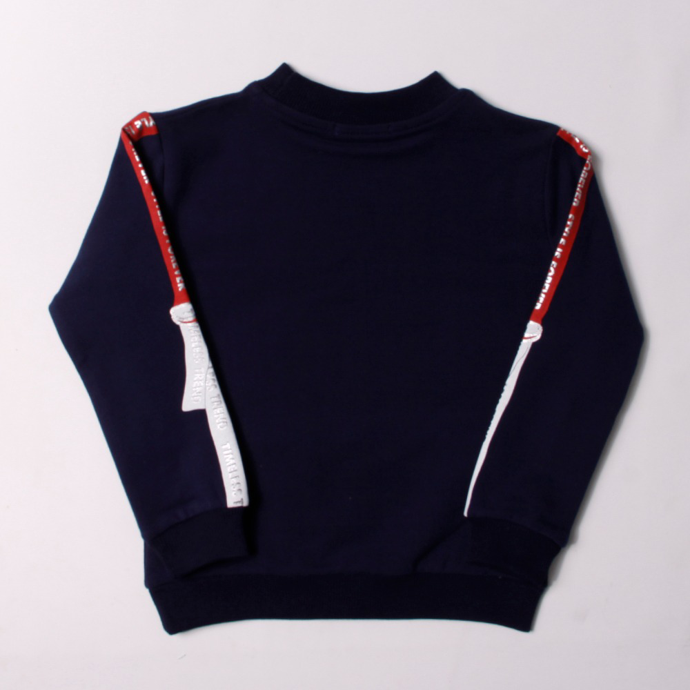 Toontoy Kız Çocuk Sweatshirt Kollari Şeritli Pullu Fashion Nakış