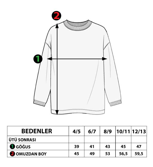 Toontoy Kız Çocuk Balıkçı Yaka İçi Pamuklu Sweatshirt