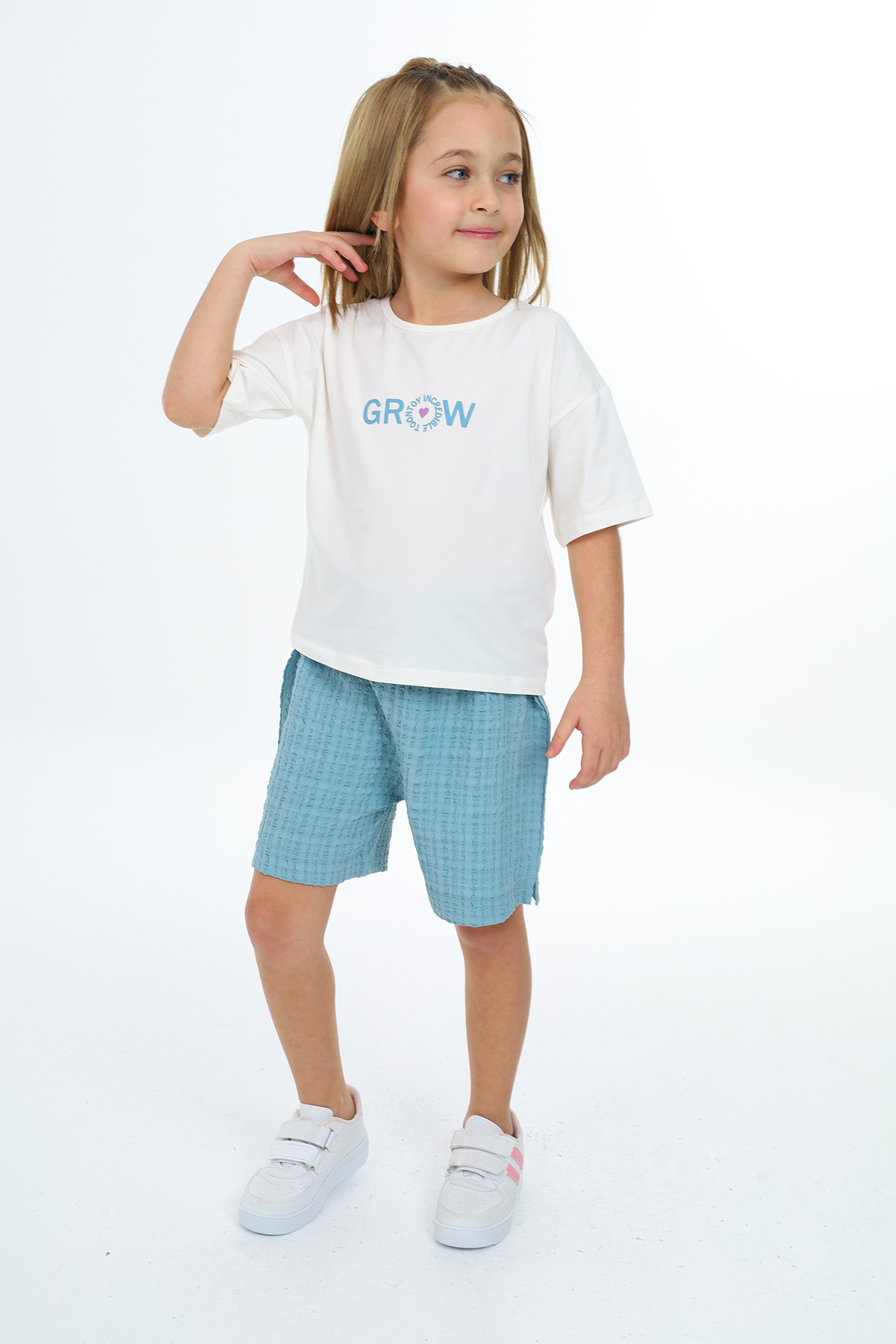 Toontoy Kız Çocuk Grow Baskılı Şortlu Takım