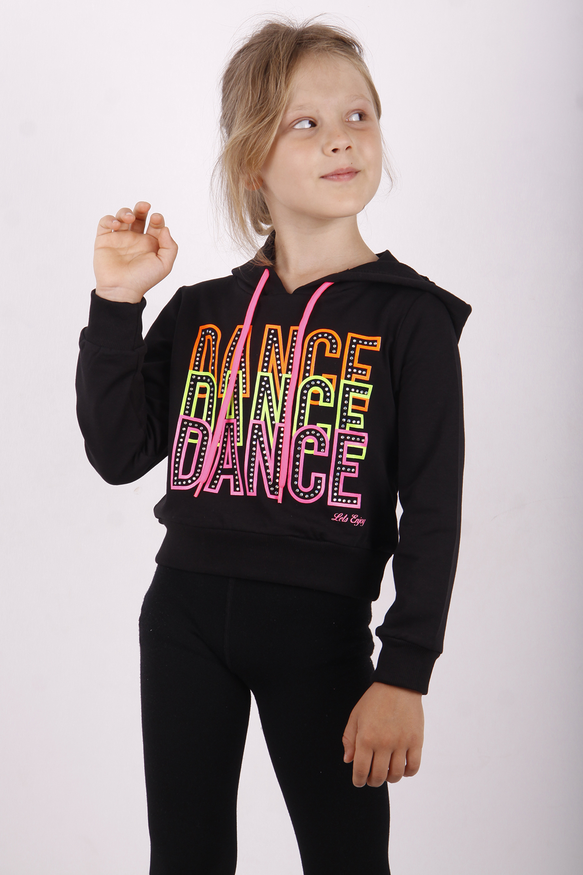 Toontoy Kız Çocuk Dance Baskılı Kapüşonlu Sweatshirt