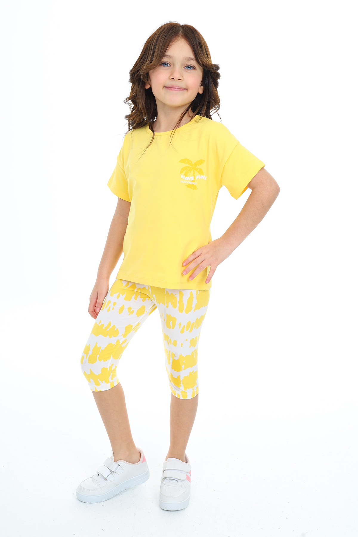 Toontoy Kız Çocuk Batik Desen Have Fun Yazı Baskılı Kaprili Takım
