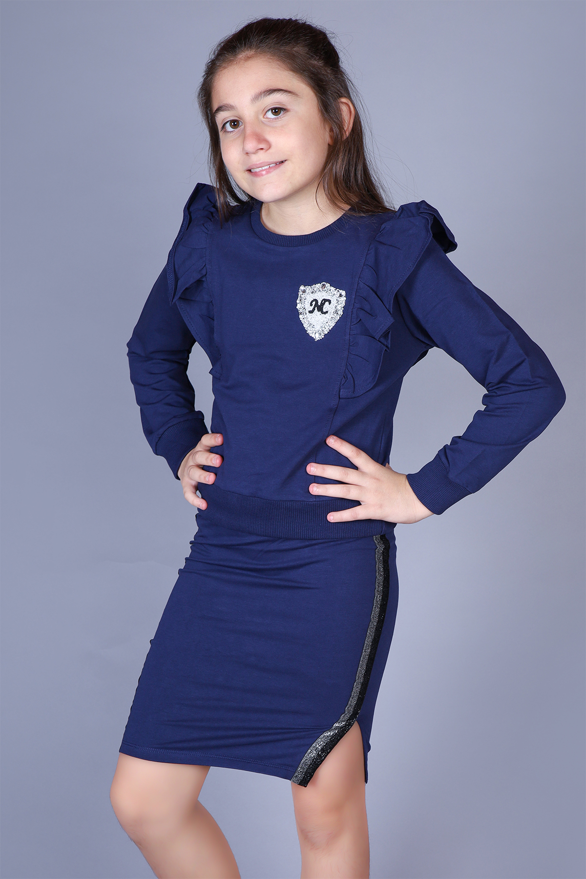 Toontoy Kız Çocuk NC Nakışlı Etekli Takım