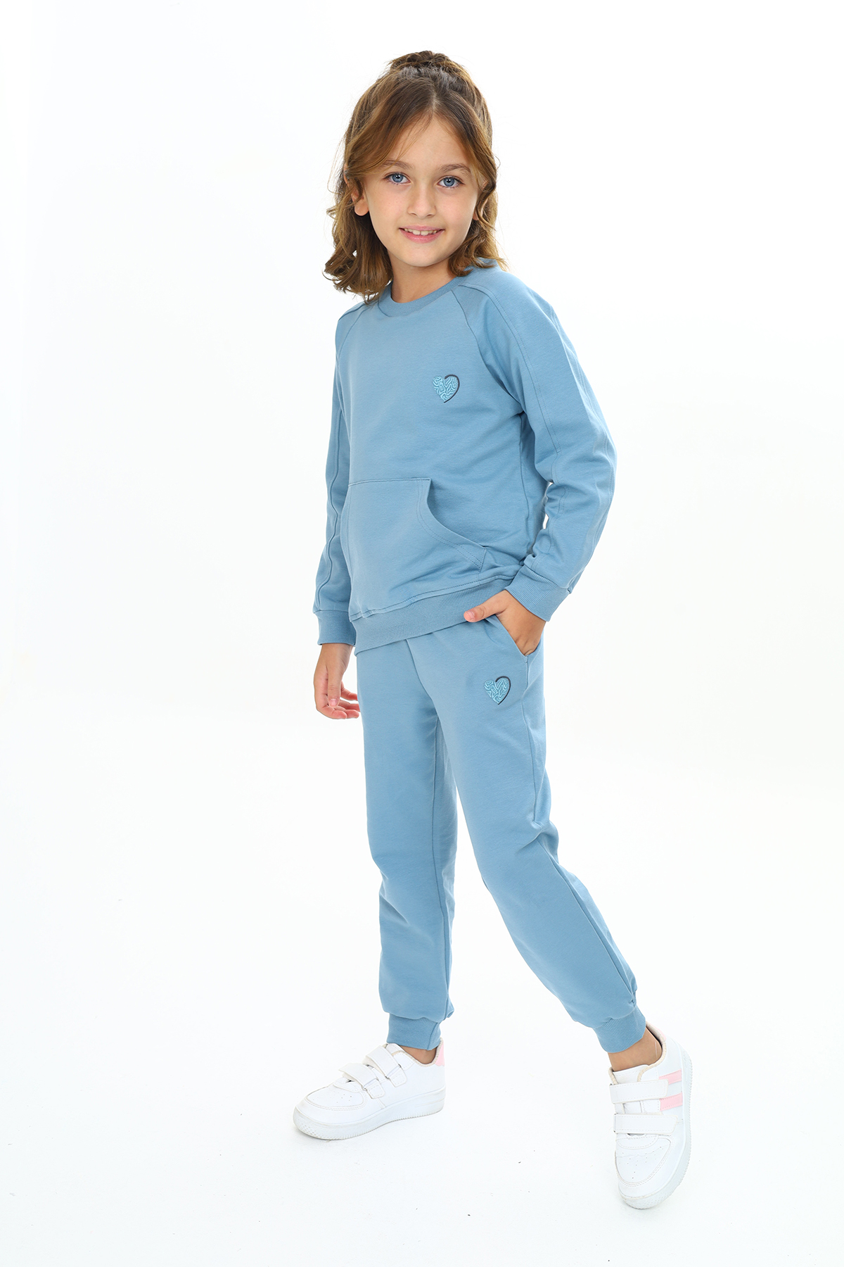 Toontoy Kız Çocuk Reglan Kol Kanguru Cepli Nakışlı Eşofman Takım