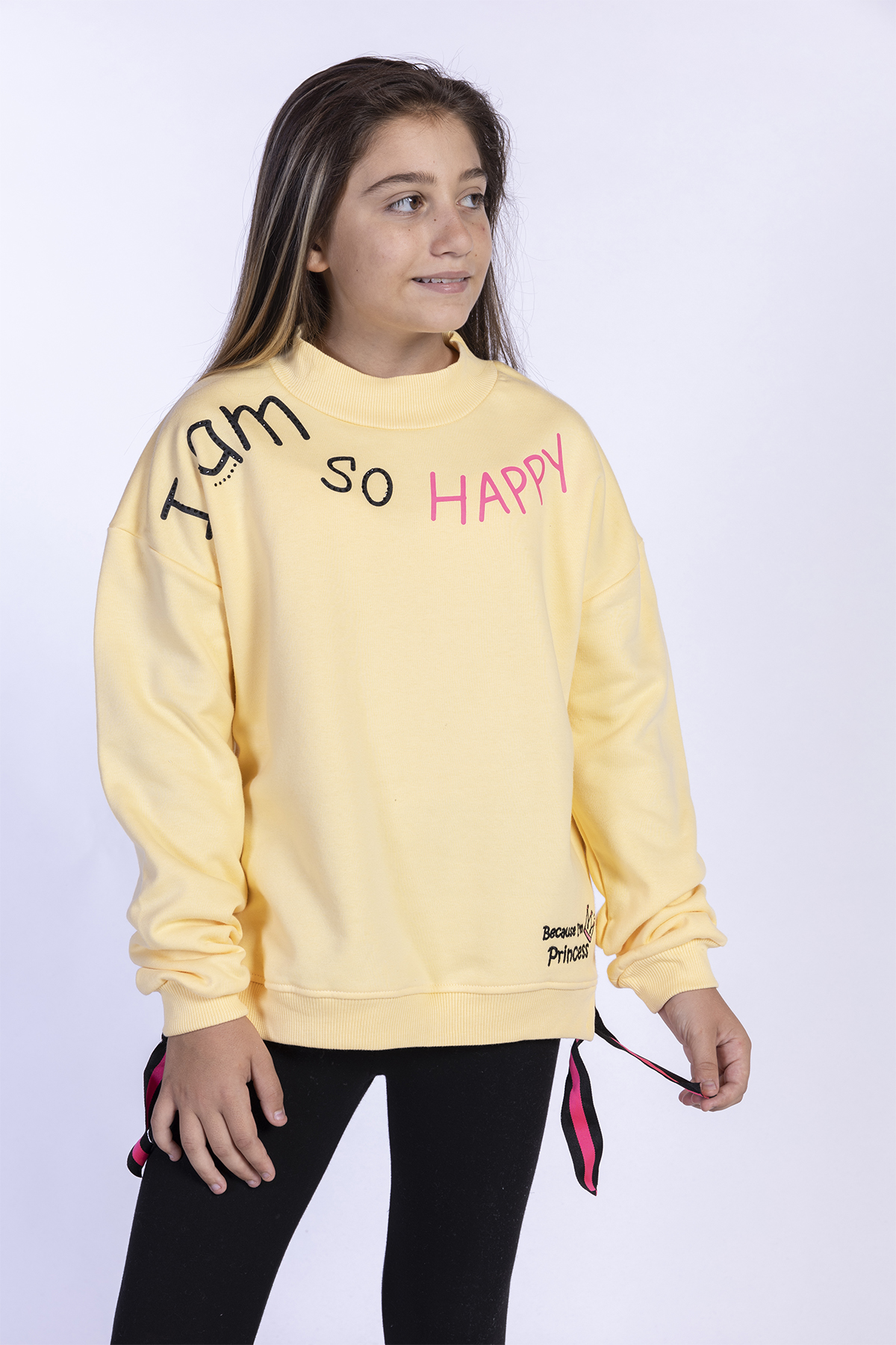 Toontoy Kız Çocuk Balıkçı Yaka İçi Pamuklu Sweatshirt