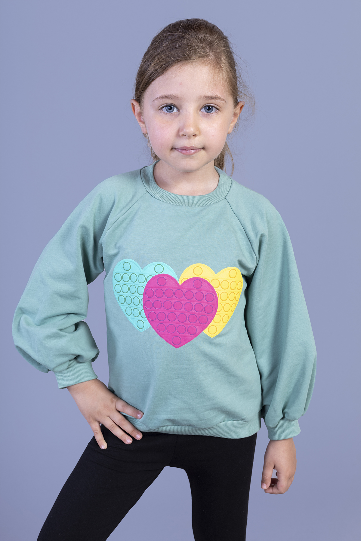 Toontoy Kız Çocuk Popıt Desenli Sweatshirt