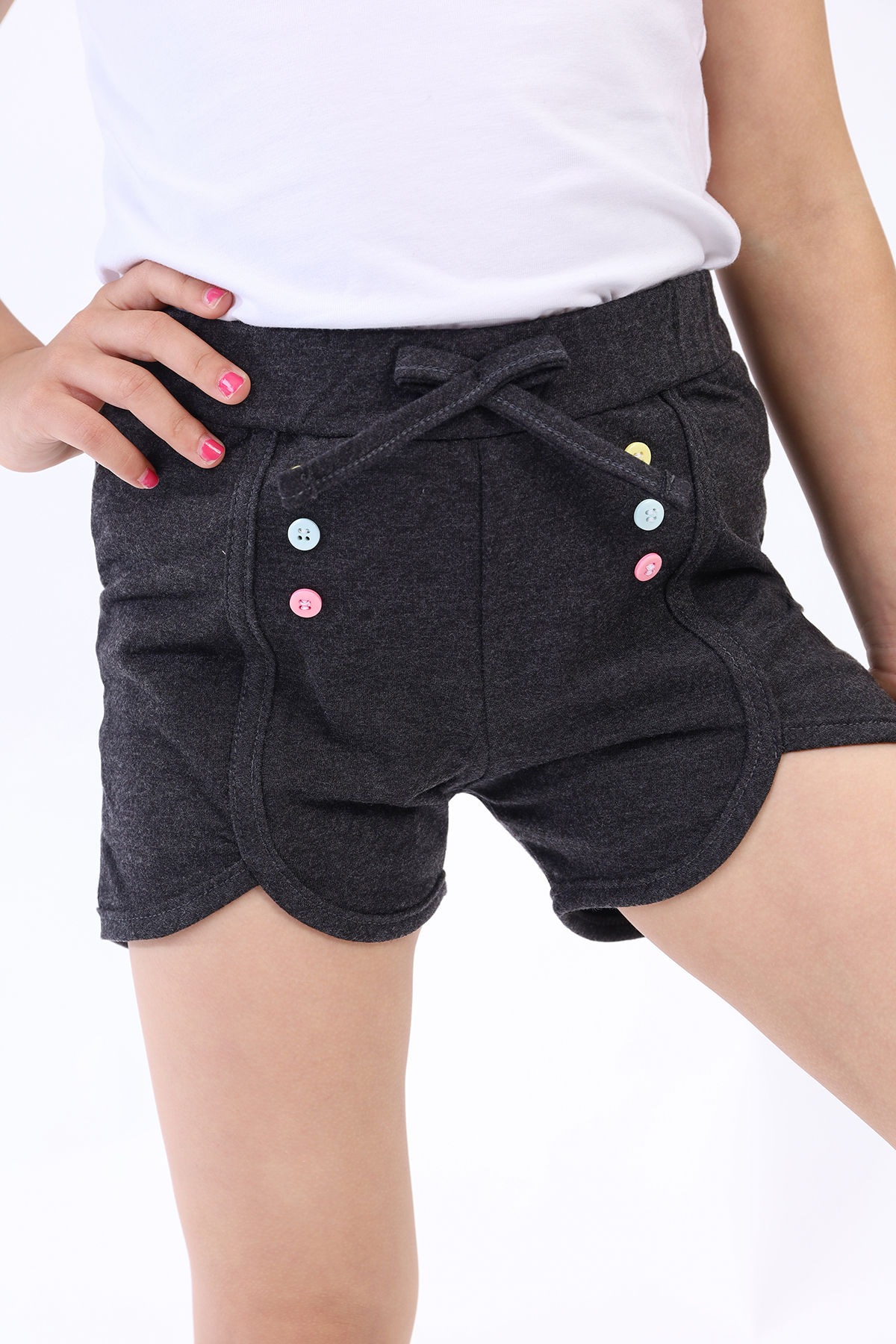 Toontoy  Kız Çocuk Renkli Düğmeli Şort