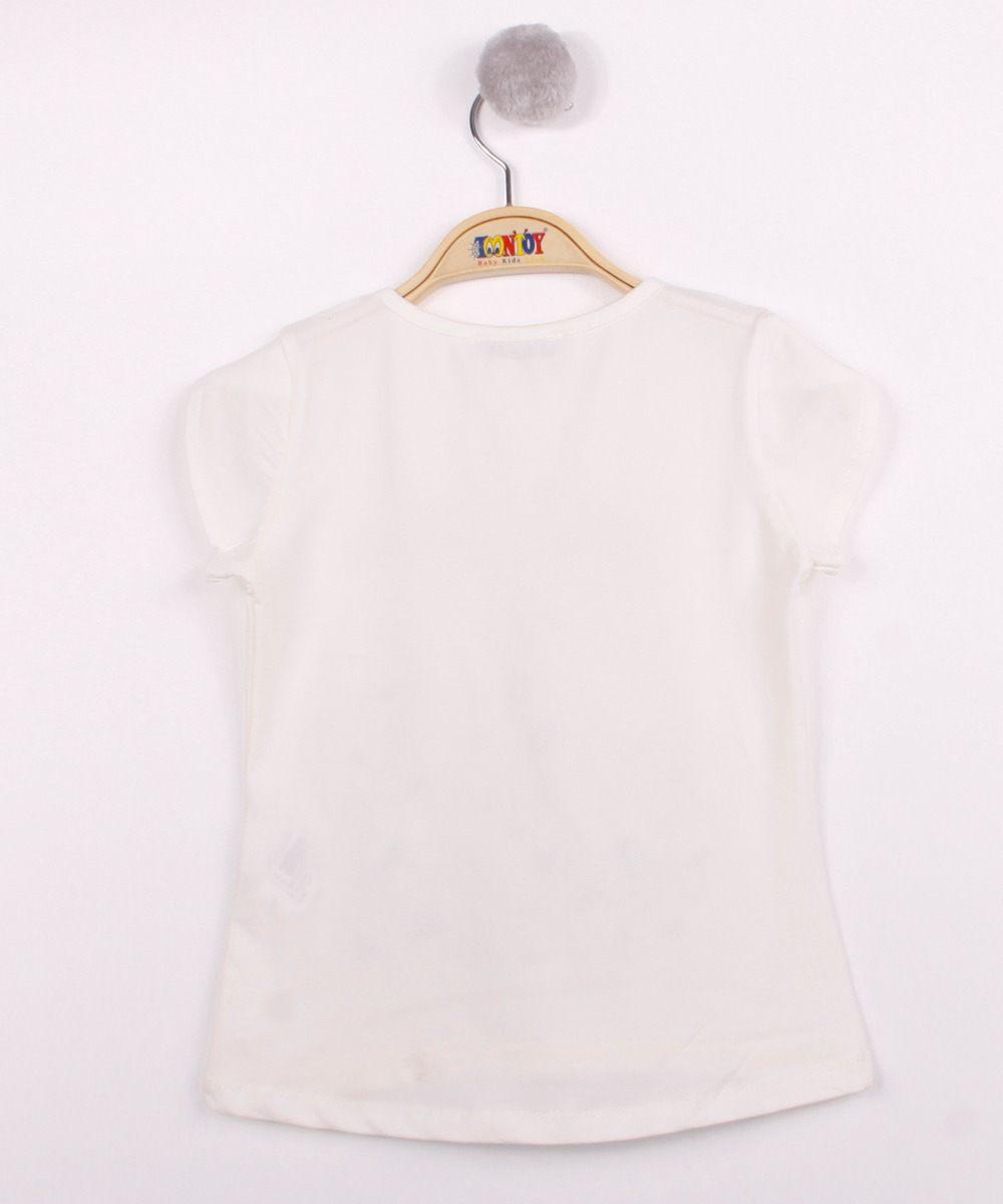 Toontoy Kız Çocuk Çiçek Aksesuarlı Tişört