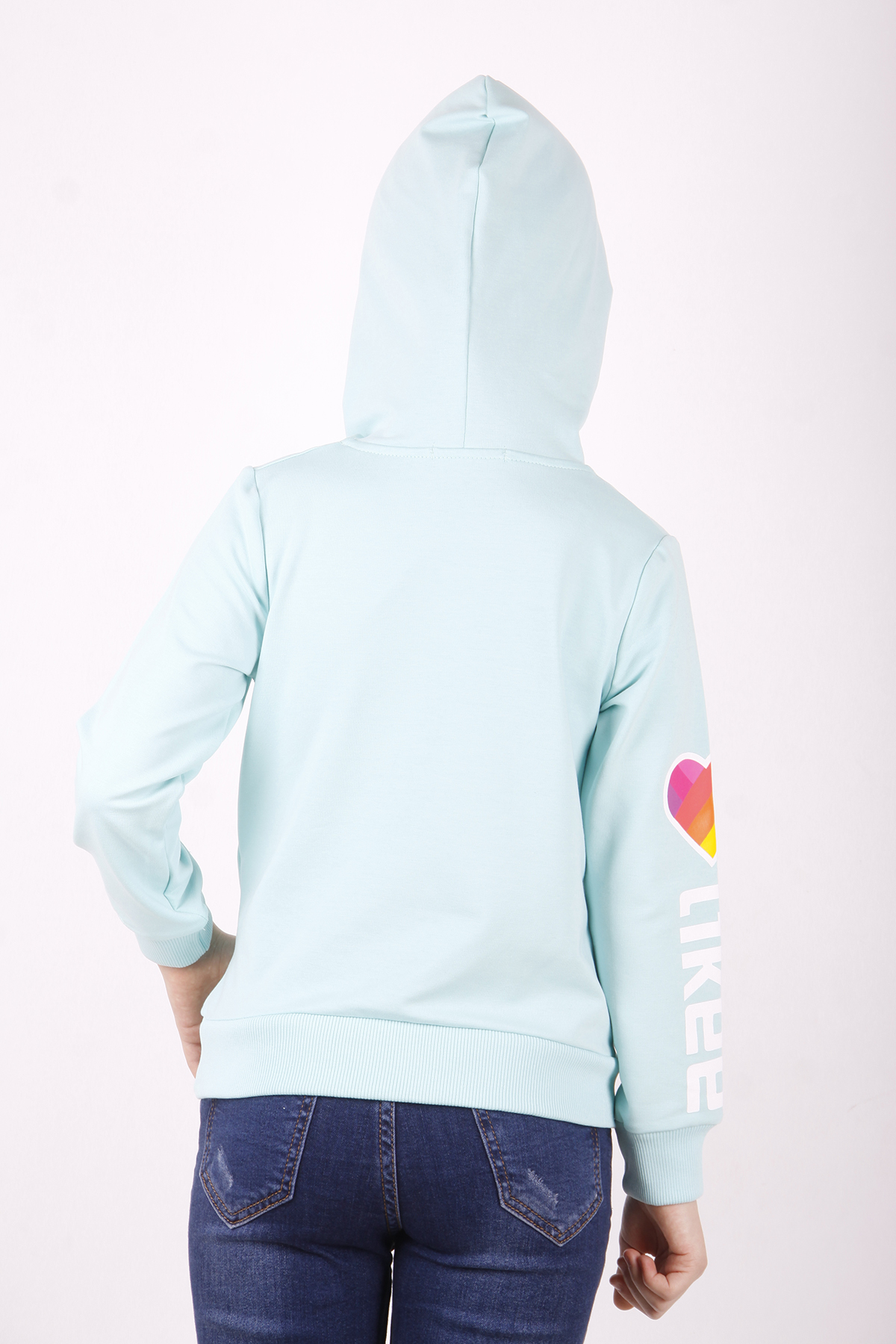 Toontoy Kız Çocuk Like Kalp Baskılı Kanguru Cepli Sweatshirt
