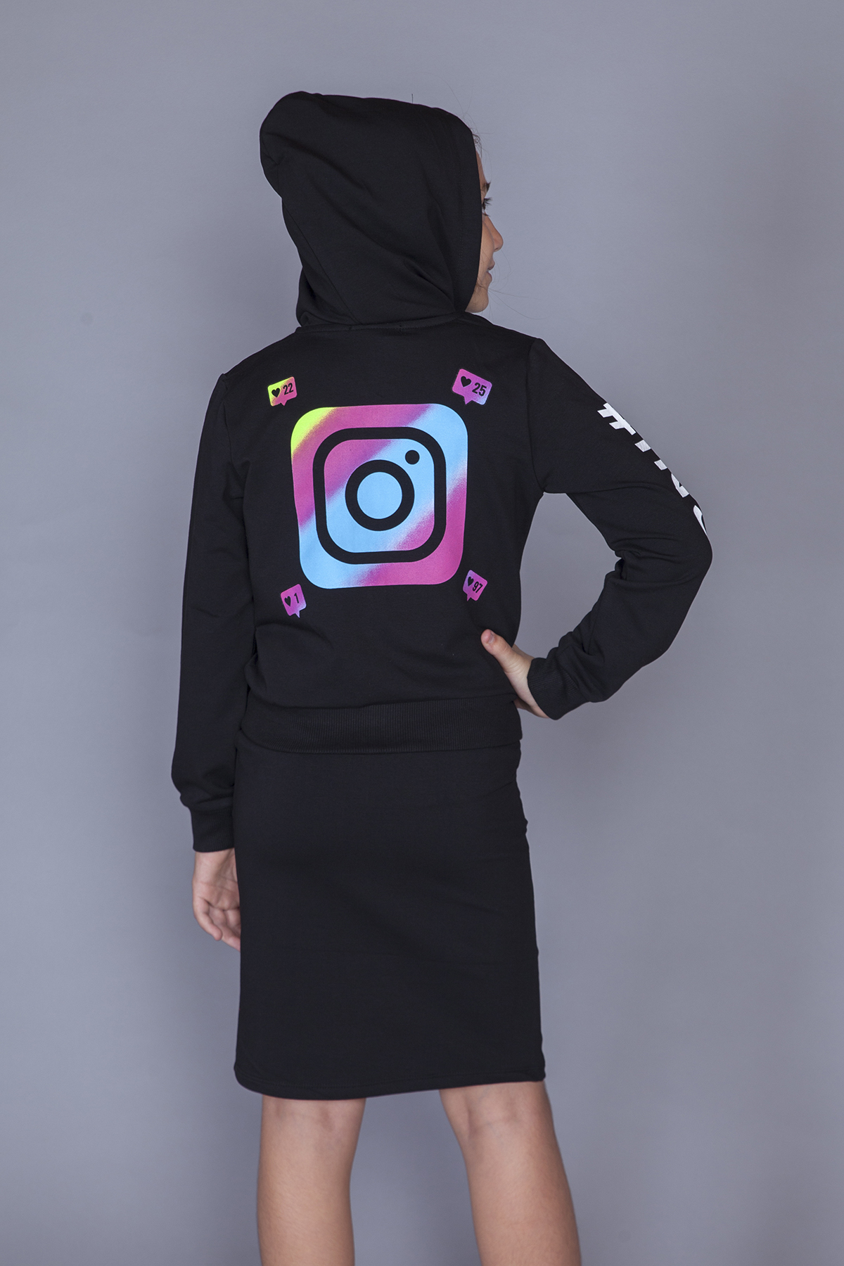 Toontoy Kız Çocuk Instagram Baskılı Etekli Takım