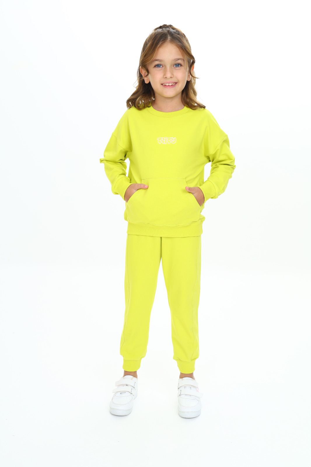 Toontoy Kız Çocuk Kanguru Cepli Tnty Nakışlı Eşofman Takım