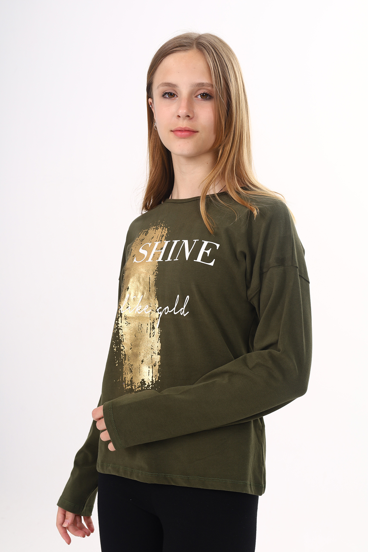 Toontoy Kız Çocuk Sweatshirt Shine Varak Baskılı