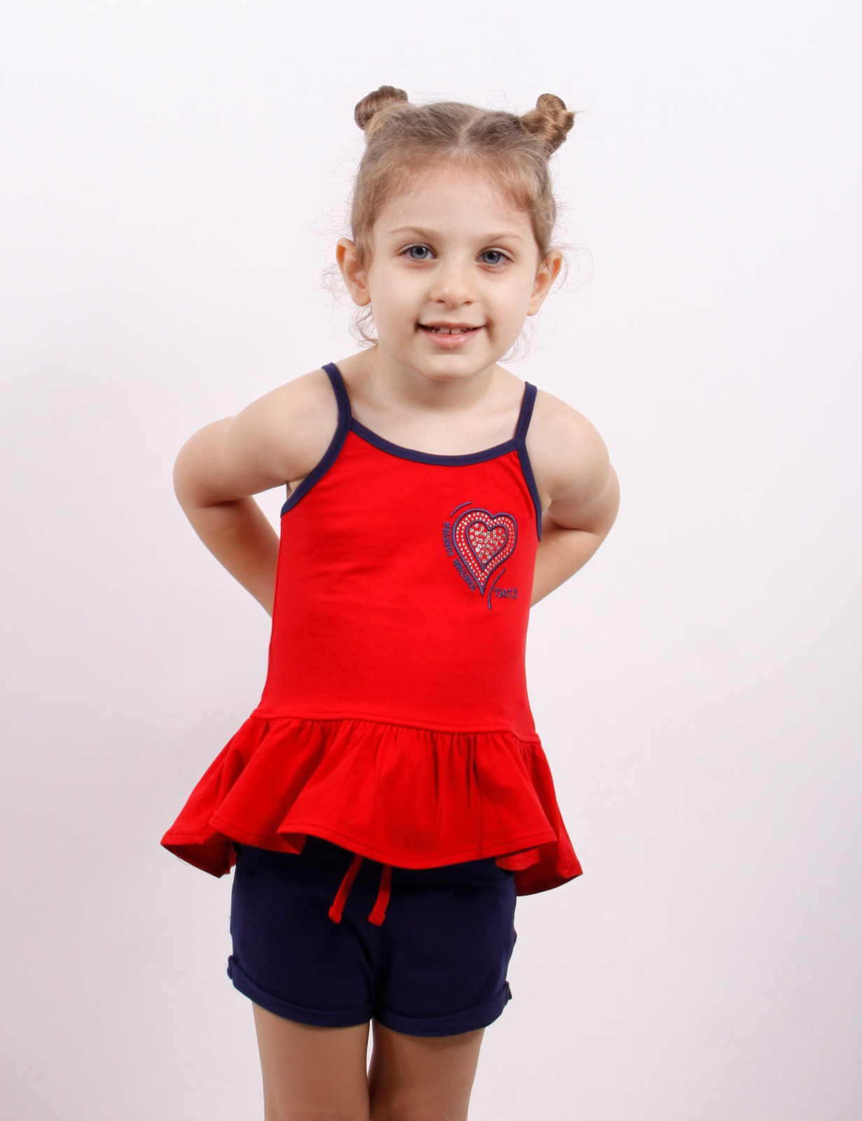 Toontoy Kız Çocuk Kalp Nakışlı Şortlu Takım