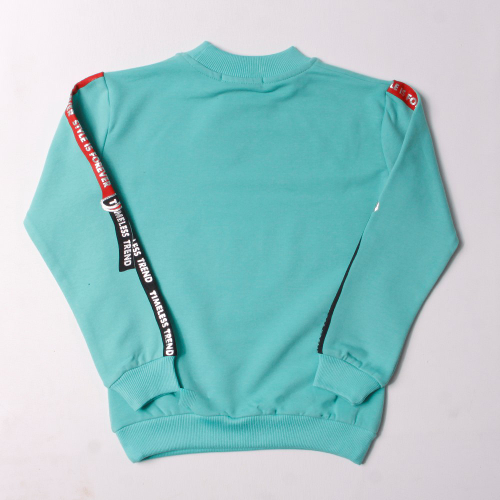 Toontoy Kız Çocuk Sweatshirt Kollari Şeritli Pullu Fashion Nakış