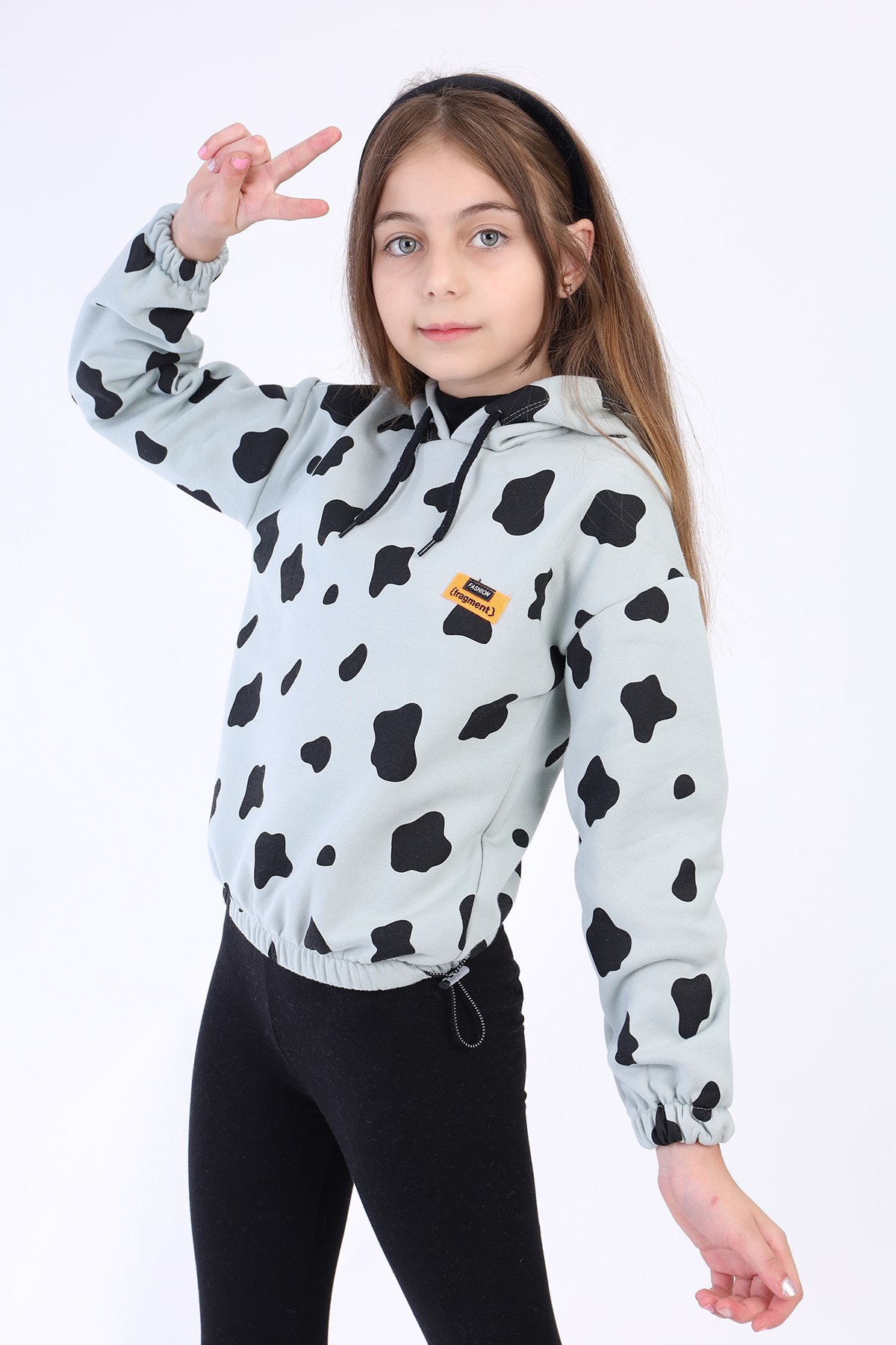 Toontoy Kız Çocuk Komple İnek Baskılı Sweatshirt