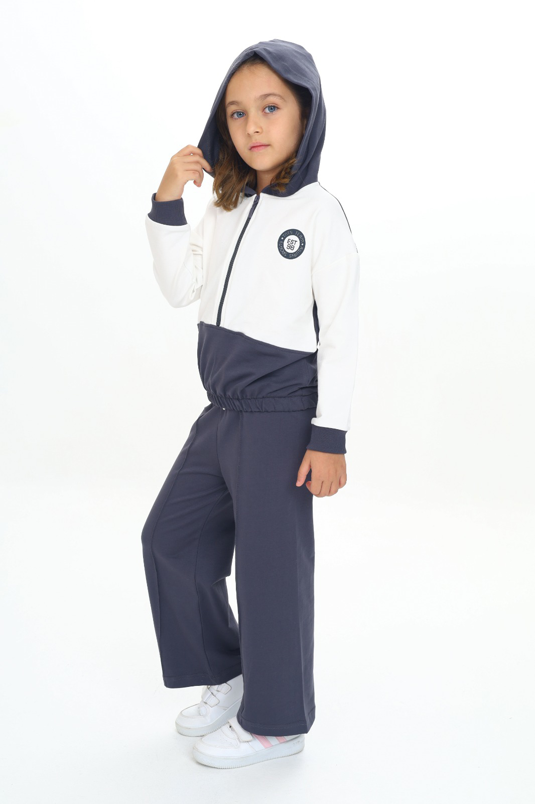 Toontoy Kız Çocuk Reglan Kol Kapüşonlu Gizli Cepli Eşofman Takım