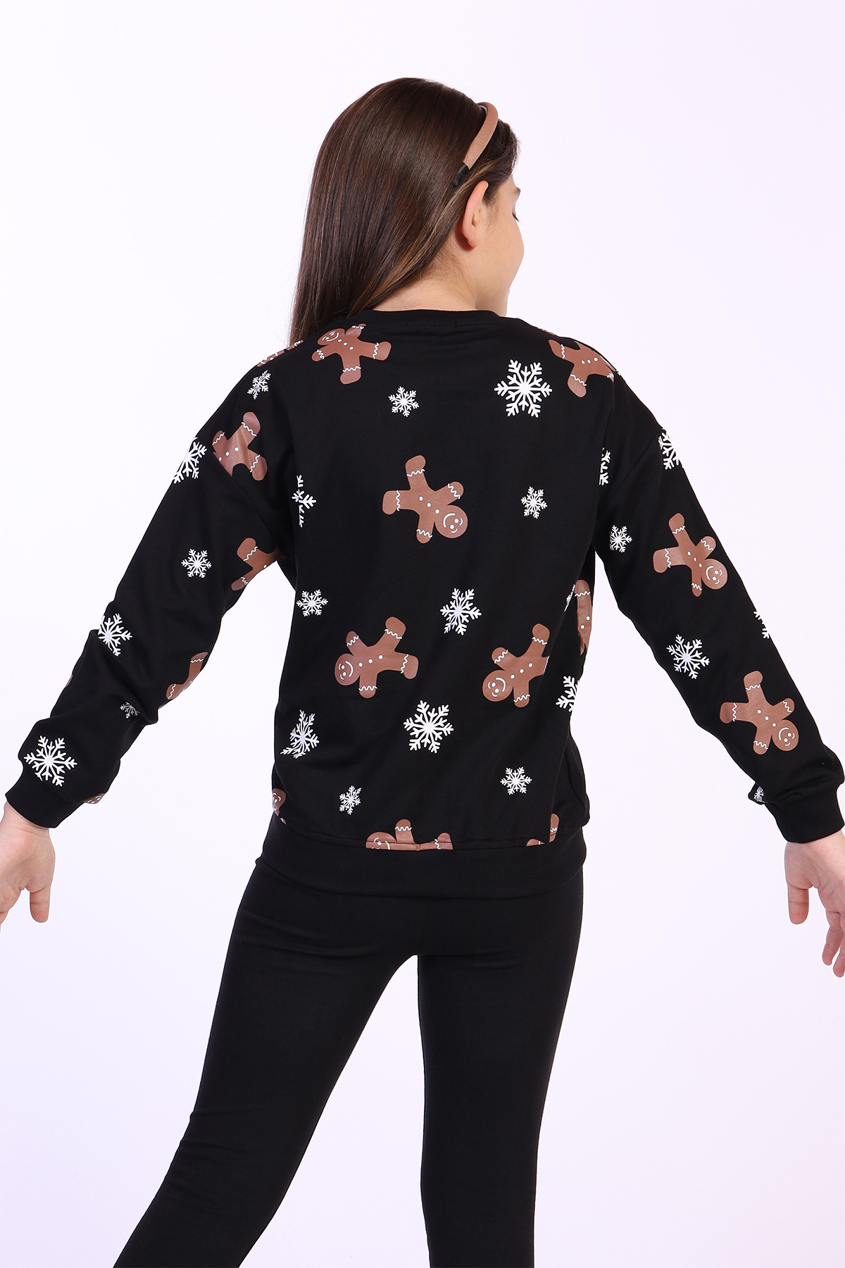 Toontoy Kız Çocuk Kar Taneli Kurabiye Baskılı Sweatshirt