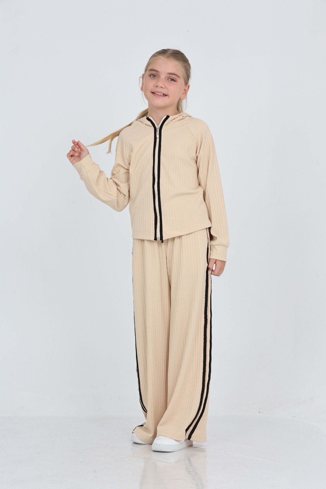 Toontoy Kız Çocuk Şerit Detaylı Eşofman Takım