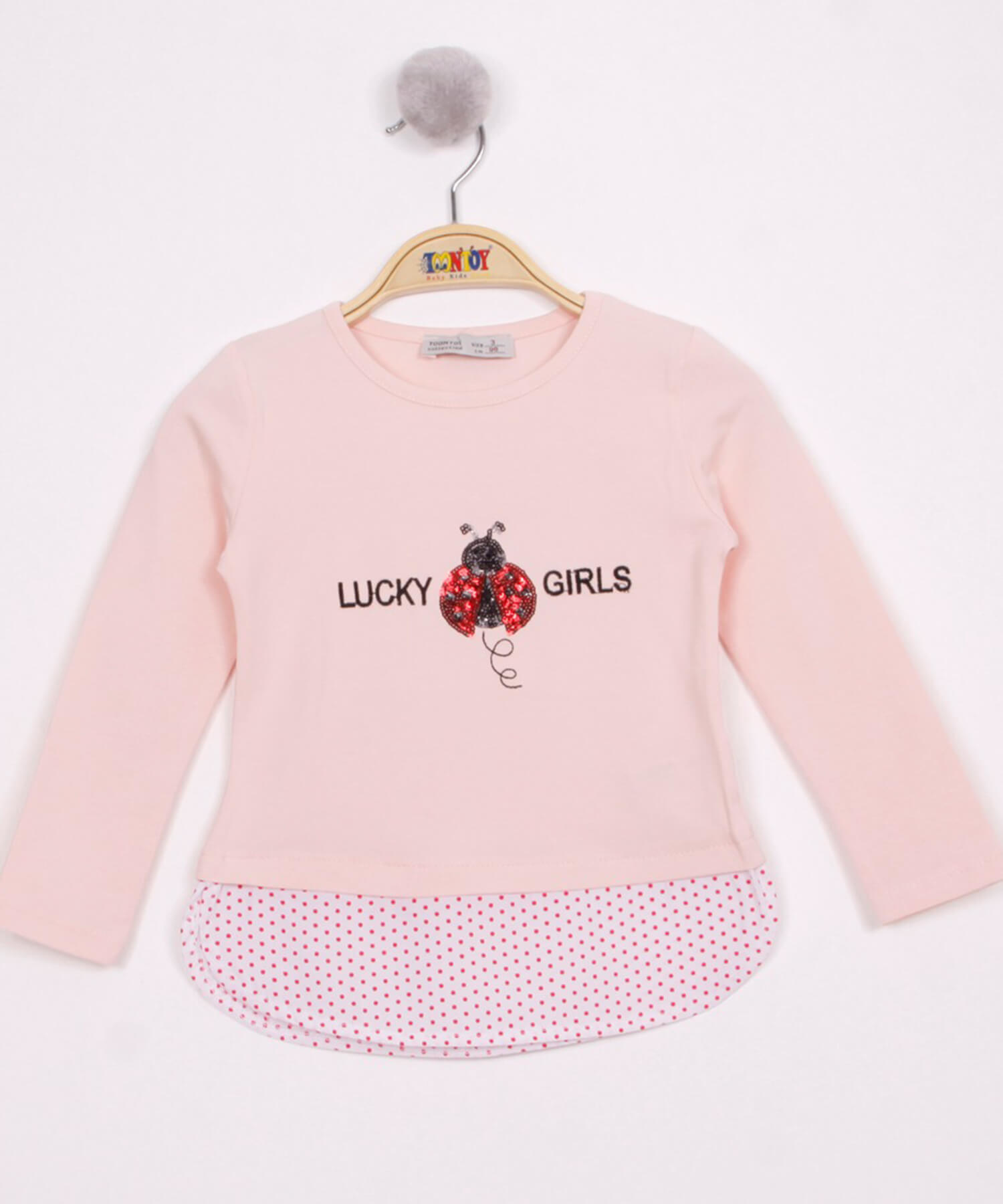 Toontoy Kız Çocuk Uğur Böceği Nakışlı T-Shirt