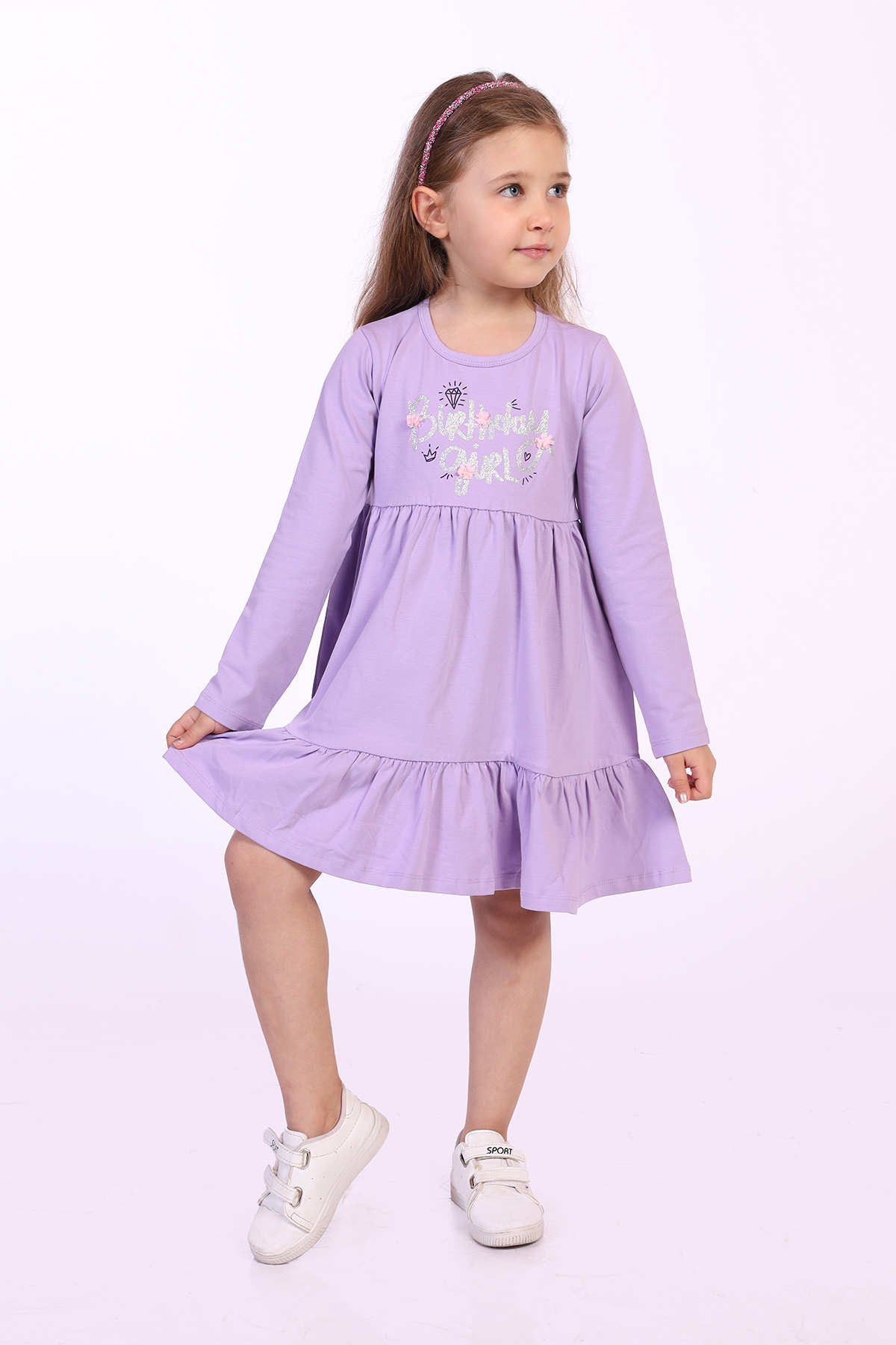 Toontoy Kız Çocuk Birthday Girl Baskılı Elbise