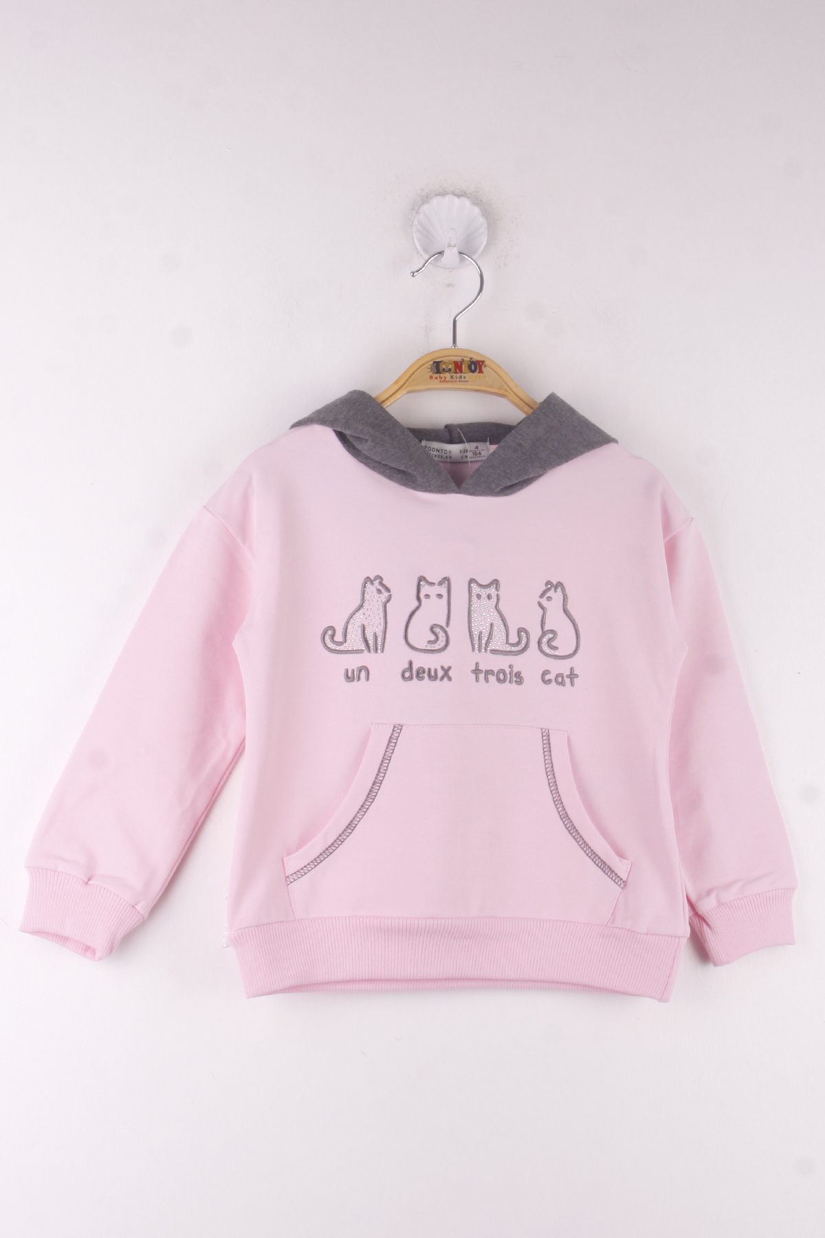 Toontoy Kız Çocuk Kedi Nakışlı Kapüşonlu Sweatshirt Toontoy Kız Çocuk Kedi Nakışlı Kapüşonlu Sweatshirt