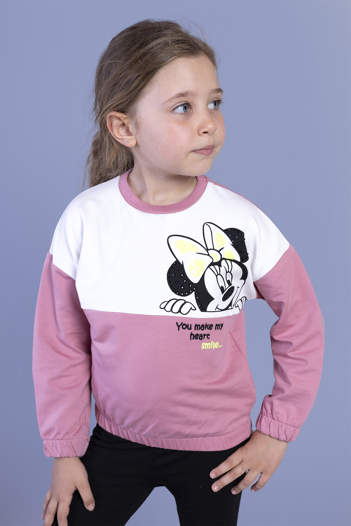 Toontoy Kız Çocuk Garnili Baskılı Sweatshirt